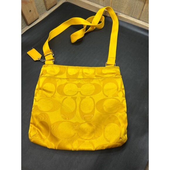 Coach Yellow Crossbody Bag With Signature C Jacquard Design & Adjustable Strap - Picture 4 of 9